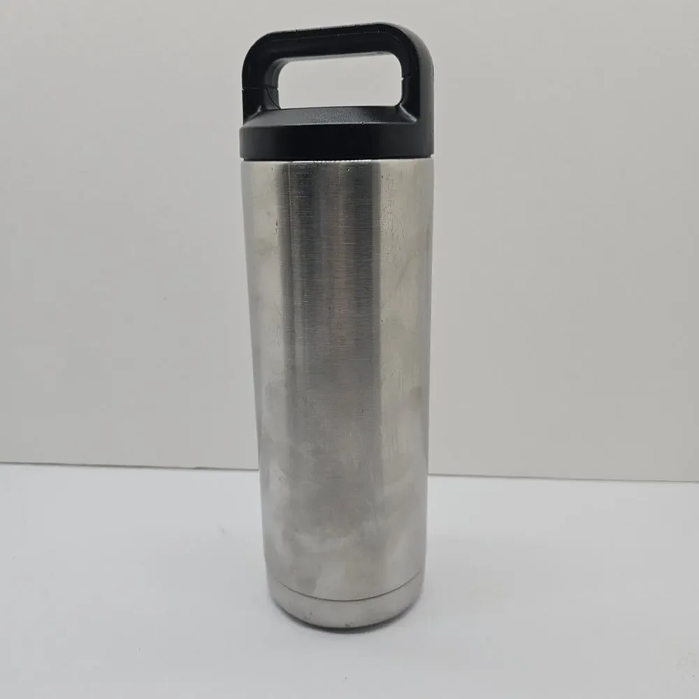 YETI Rambler 18 oz Stainless Steel Silver Bottle Standard Cap Water Coffee Soda